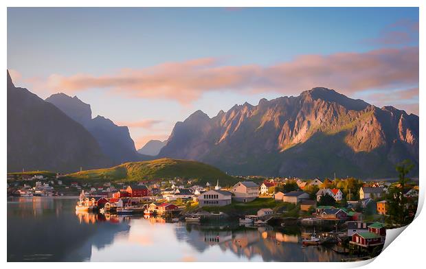 Sunset over Reine on the Lofoten Print by Hamperium Photography