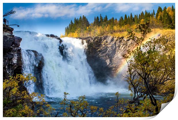 Biggest waterfall of Sweden Print by Hamperium Photography