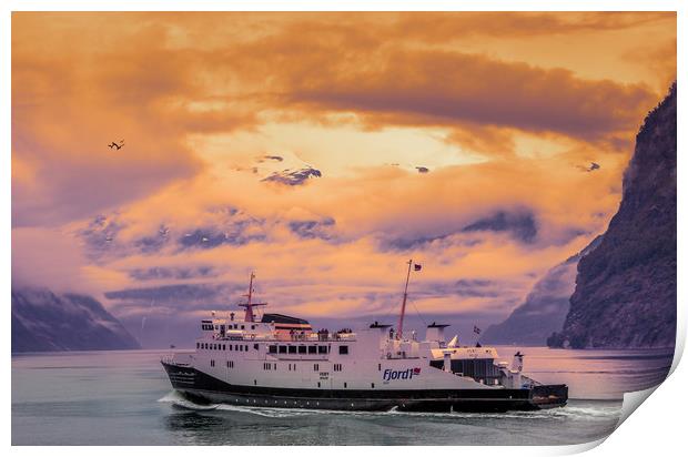 a ferry in Norway Print by Hamperium Photography