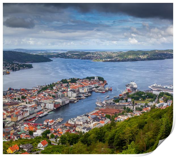 The city of Bergen Norway Print by Hamperium Photography