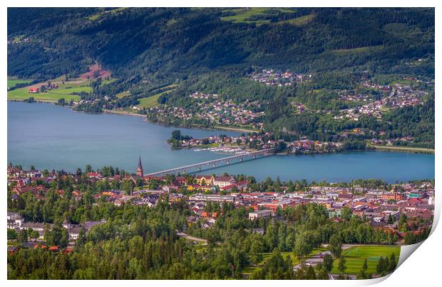 City of Lillehammer in Norway Print by Hamperium Photography