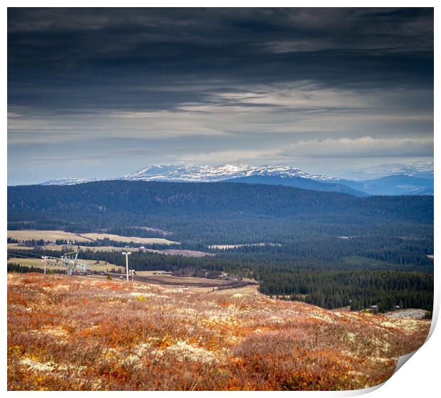 Mountains of Rondane National Park from Kvitfjell  Print by Hamperium Photography