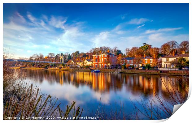 Winter Sunset Over The River Dee Chester Print by Ian Haworth