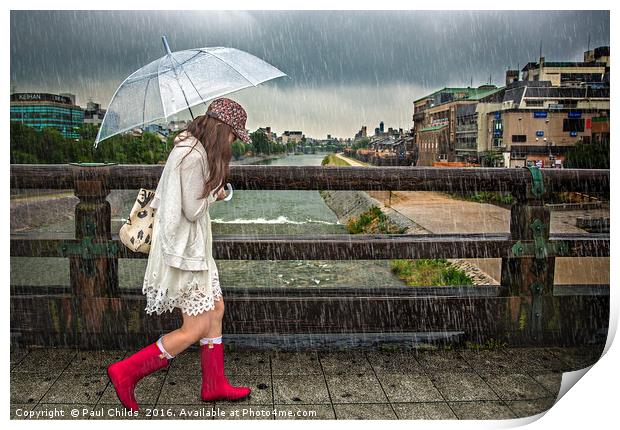  Sanjo Ohashi Bridge Print by Paul Childs