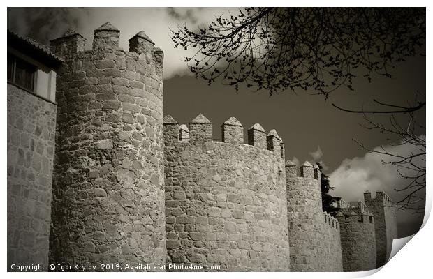 Towers of castle Avila Print by Igor Krylov
