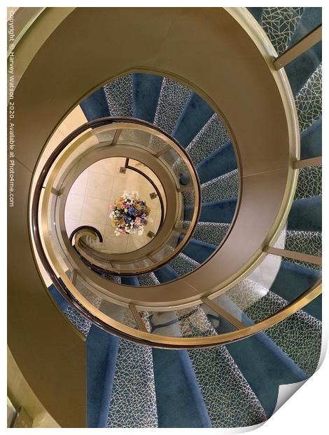 The spiral staircase  Print by Harvey Watson