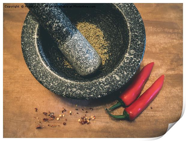 Mortar and Pestle. Print by Angela Aird