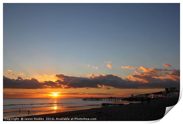 Sunset at Hastings Beach Print by Jason Stubbs