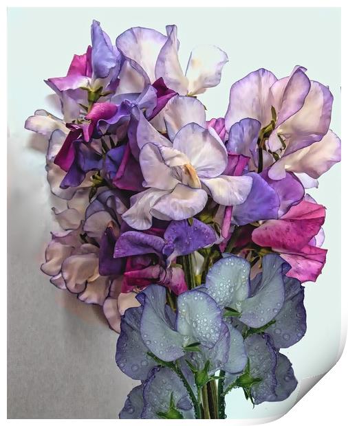 Bunch Of Sweet Peas Print by Henry Horton