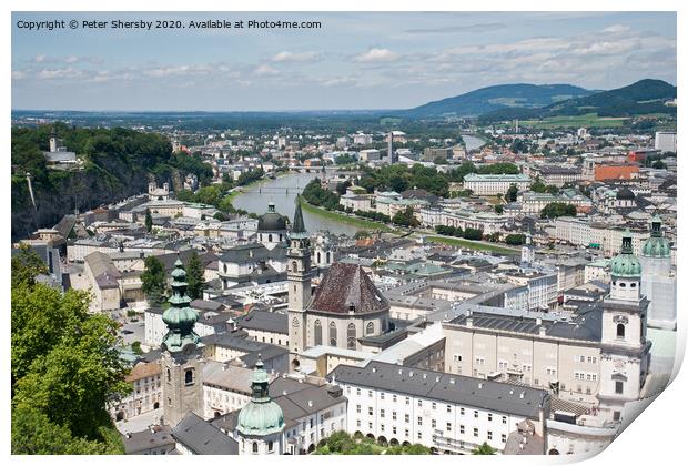Aerial View of Salzburg Print by Peter Shersby