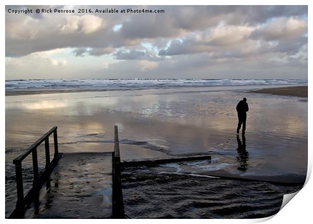 Daybreak On Wet Sand Print by Rick Penrose