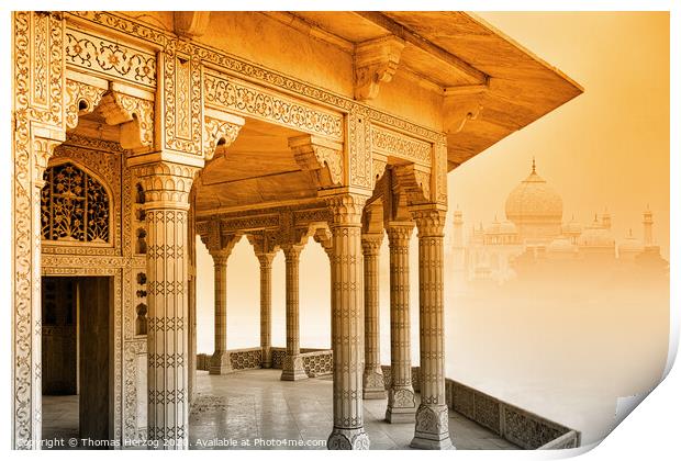 Taj Mahal with Fort Agra Print by Thomas Herzog