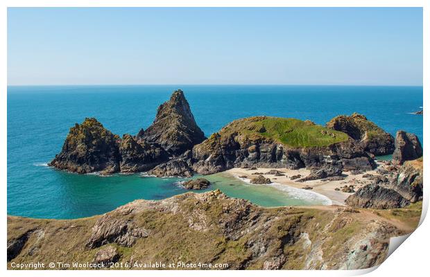 Beautiful sunny day at Kynance Cove in Cornwall Print by Tim Woolcock