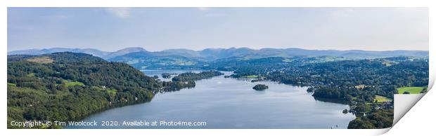 Aerial Photograph of Lake Windemere, Cumbria  Print by Tim Woolcock