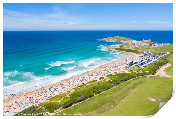 Aerial photograph of Fistral Beach, Newquay, Cornwall, England Print by Tim Woolcock