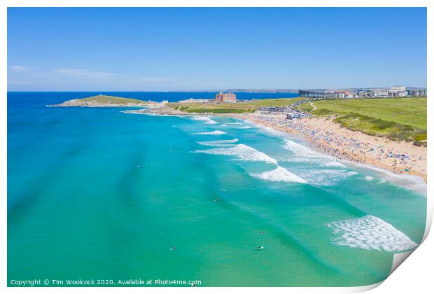 Aerial photograph of Fistral Beach, Newquay, Cornwall, England Print by Tim Woolcock