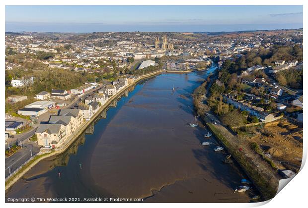 Aerial photograph of Truro, Cornwall, England Print by Tim Woolcock