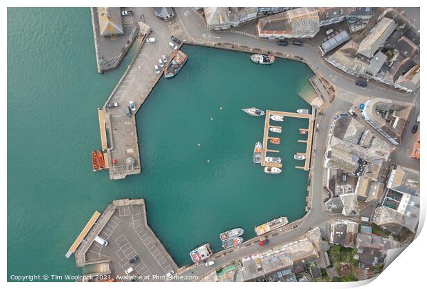 Aerial photograph taken near Padstow Harbour, Cornwall, England. Print by Tim Woolcock