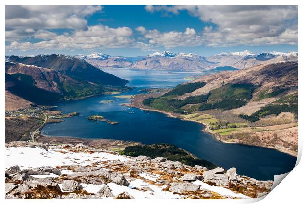 View from The Pap of Glencoe Print by Mark Greenwood