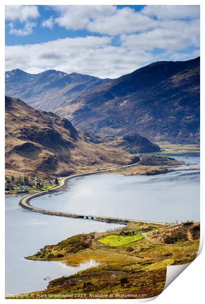 Causeway over Loch Duich Print by Mark Greenwood