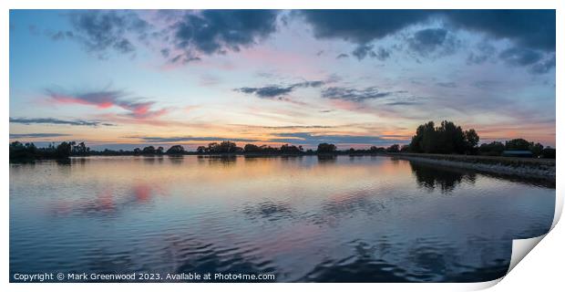 Sunset at Wilstone Nature Reserve Print by Mark Greenwood