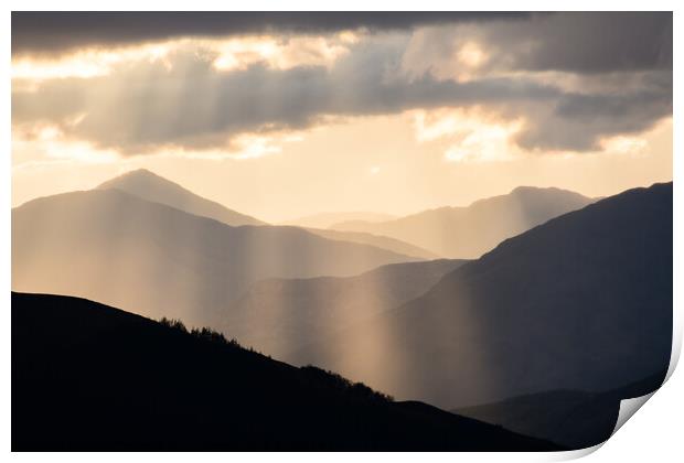 Mountains at Sunset Print by Mark Greenwood