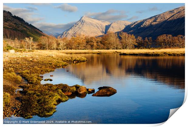 Glen Etive Reflections Print by Mark Greenwood