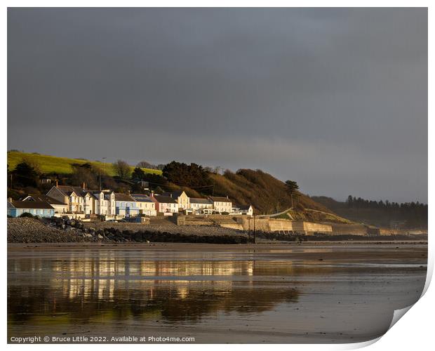 Golden Reflections at Dramatic Amroth Dawn Print by Bruce Little