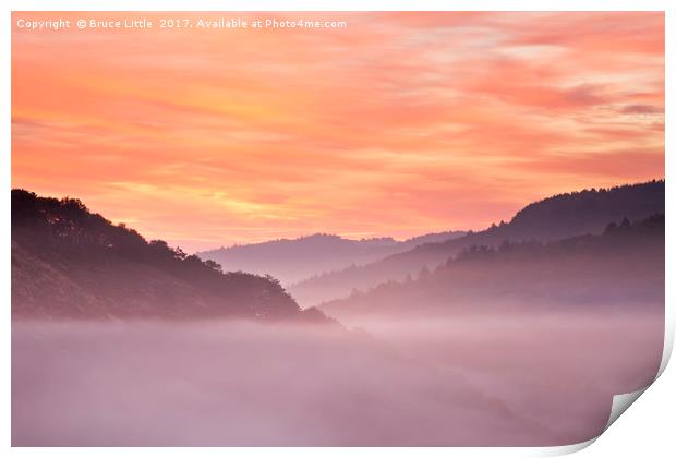 Dramatic Sunrise over Upper Teign Valley Print by Bruce Little