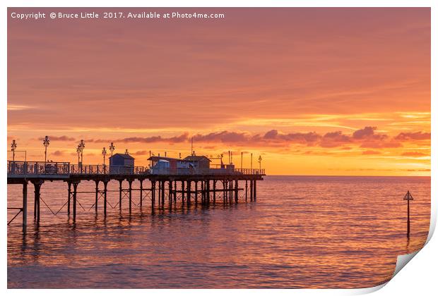 Fiery Sunrise at Teignmouth Pier Print by Bruce Little