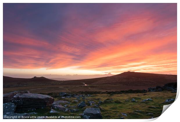 Dramatic sunrise over Dartmoor Print by Bruce Little