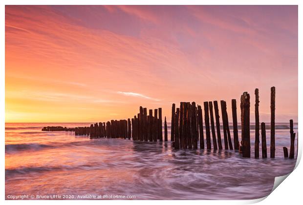 Fiery Sunrise at the Old Groyne Dawlish Warren Print by Bruce Little