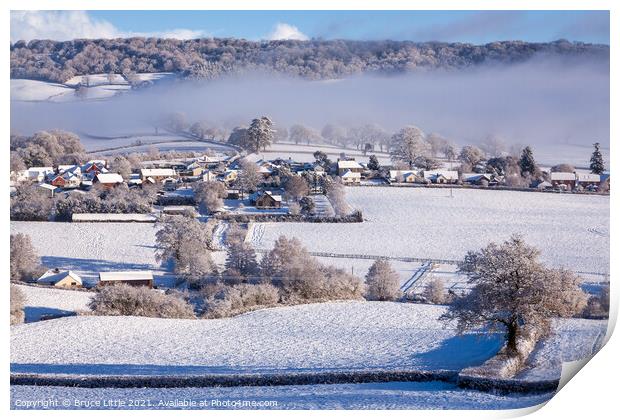 Snowy East Devon Print by Bruce Little