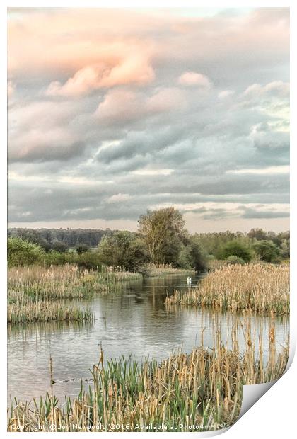 Tranquil Watercolour Scene Print by Joy Newbould