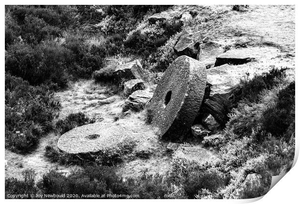 Millstones in the Peak District Black & White Print by Joy Newbould
