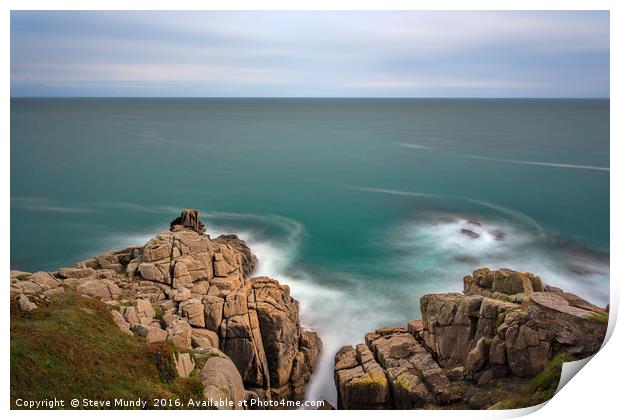 All Calm at the Minack Print by Steve Mundy