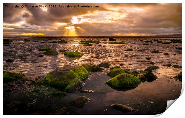 Sunset at Troon beach Print by Cameron Shaw
