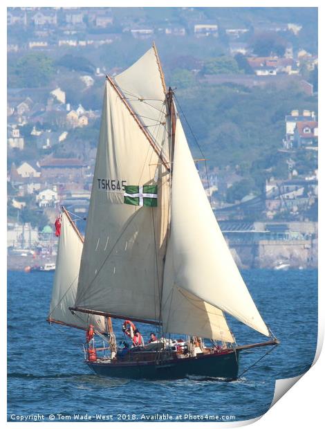 Moosk sailing past Torquay Print by Tom Wade-West