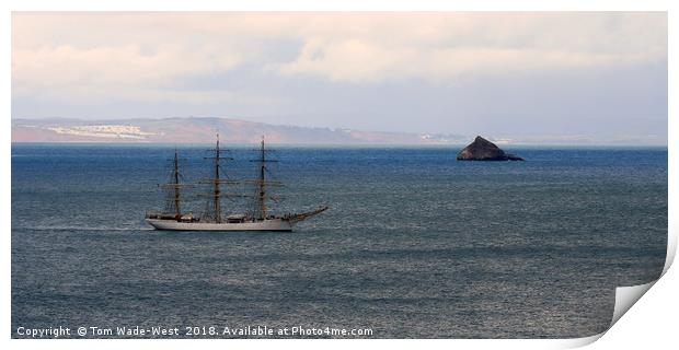 Tall Ship 'Danmark' passing Thatcher Rock Print by Tom Wade-West