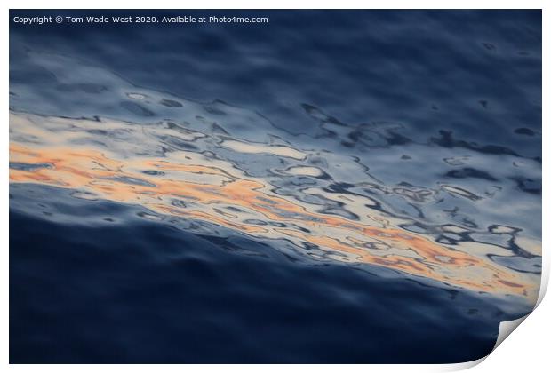 Ripples on a glassy sea at sunset. Print by Tom Wade-West