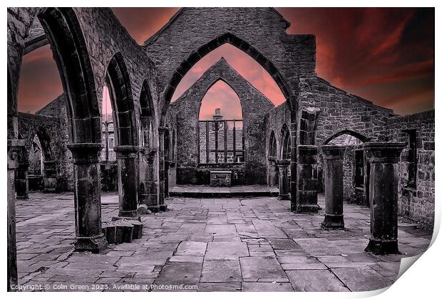 Church Ruins at Heptonstall Print by Colin Green