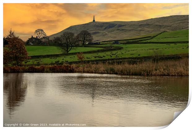 Stoodley Pike from Lumbutts Print by Colin Green