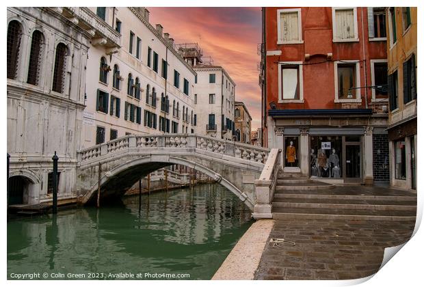 Ponte di Canonica, Venice Print by Colin Green