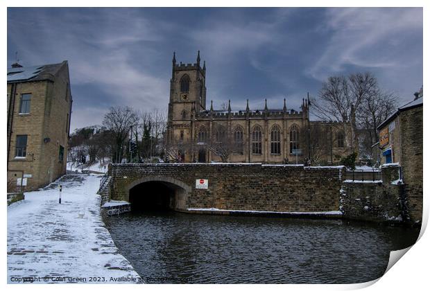 Christ Church, Tuel Lane Tunnel and the Rochdale Canal after the Snow Print by Colin Green