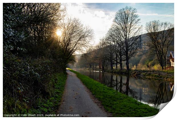 Sunset over the Calder and Hebble Navigation Print by Colin Green