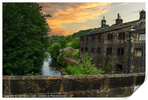 River Calder at Hawksclough, Mytholmroyd Print by Colin Green