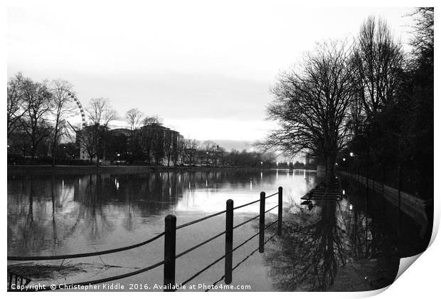 Ouse in flood Print by Christopher Kiddle