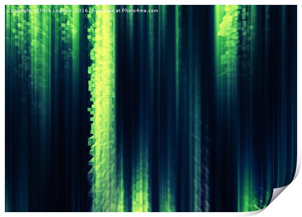 Vertical vivid green cube pixel curtains business  Print by Nick Loginov