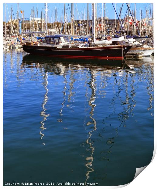 Boats at Barcelona Harbour Print by Brian Pearce