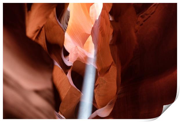 Tight sunlight beam coming into Antelope cave  Print by Thomas Baker